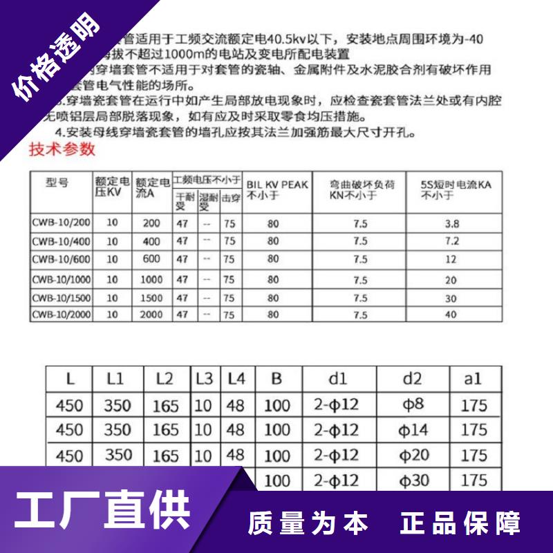 【羿振电气】AC10KV穿墙套管陶瓷2000A无CT铜